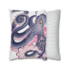 Octopus Purple Pink Watercolor Ink Art Spun Polyester Square Pillow Case Home Decor