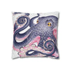 Octopus Purple Pink Watercolor Ink Art Spun Polyester Square Pillow Case Home Decor