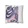 Octopus Purple Pink Watercolor Ink Art Spun Polyester Square Pillow Case Home Decor