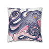 Octopus Purple Pink Watercolor Ink Art Spun Polyester Square Pillow Case Home Decor