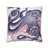 Octopus Purple Pink Watercolor Ink Art Spun Polyester Square Pillow Case Home Decor