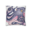 Octopus Purple Pink Watercolor Ink Art Spun Polyester Square Pillow Case Home Decor