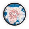 Octopus Red Blue Map Vintage Nautical Ink Art Wall Clock Black / White 10 Home Decor