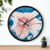 Octopus Red Blue Map Vintage Nautical Ink Art Wall Clock Home Decor