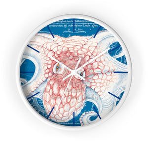 Octopus Red Blue Map Vintage Nautical Ink Art Wall Clock White / 10 Home Decor