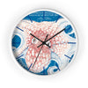Octopus Red Blue Map Vintage Nautical Ink Art Wall Clock White / Black 10 Home Decor