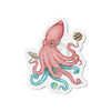 Octopus Salmon Pink Teal And The Planets Ink Art Die-Cut Magnets 3 X / 1 Pc Home Decor