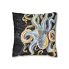 Octopus Steel Blue Vintage Map Dark Watercolor Art Spun Polyester Square Pillow Case Home Decor