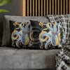 Octopus Steel Blue Vintage Map Dark Watercolor Art Spun Polyester Square Pillow Case Home Decor