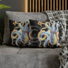 Octopus Steel Blue Vintage Map Dark Watercolor Art Spun Polyester Square Pillow Case Home Decor