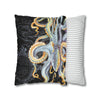 Octopus Steel Blue Vintage Map Dark Watercolor Art Spun Polyester Square Pillow Case Home Decor