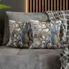 Octopus Steel Blue Vintage Map Light Watercolor Art Spun Polyester Square Pillow Case Home Decor