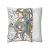 Octopus Steel Blue Vintage Map Light Watercolor Art Spun Polyester Square Pillow Case Home Decor