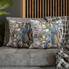 Octopus Steel Blue Vintage Map Light Watercolor Art Spun Polyester Square Pillow Case Home Decor