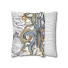 Octopus Steel Blue Vintage Map Light Watercolor Art Spun Polyester Square Pillow Case Home Decor