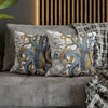 Octopus Steel Blue Vintage Map Light Watercolor Art Spun Polyester Square Pillow Case Home Decor