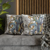 Octopus Steel Blue Vintage Map Light Watercolor Art Spun Polyester Square Pillow Case Home Decor