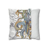 Octopus Steel Blue Vintage Map Light Watercolor Art Spun Polyester Square Pillow Case Home Decor