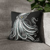 Octopus Stipplink Black White Green Ink Art Spun Polyester Square Pillow Case 14 × Home Decor