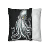 Octopus Stipplink Black White Green Ink Art Spun Polyester Square Pillow Case Home Decor