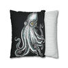Octopus Stipplink Black White Green Ink Art Spun Polyester Square Pillow Case Home Decor