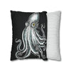 Octopus Stipplink Black White Green Ink Art Spun Polyester Square Pillow Case Home Decor