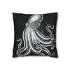 Octopus Stipplink Black White Green Ink Art Spun Polyester Square Pillow Case Home Decor