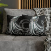 Octopus Stipplink Black White Green Ink Art Spun Polyester Square Pillow Case Home Decor