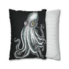 Octopus Stipplink Black White Green Ink Art Spun Polyester Square Pillow Case Home Decor