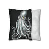 Octopus Stipplink Black White Green Ink Art Spun Polyester Square Pillow Case Home Decor