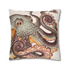 Octopus Tangerine Watercolor Ink Art Spun Polyester Square Pillow Case Home Decor