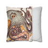 Octopus Tangerine Watercolor Ink Art Spun Polyester Square Pillow Case Home Decor