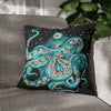 Octopus Teal Green Bubbles Black Art Spun Polyester Square Pillow Case 18 × Home Decor