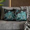 Octopus Teal Green Bubbles Black Art Spun Polyester Square Pillow Case Home Decor