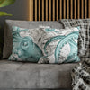 Octopus Teal Vintage Map Ink Art Spun Polyester Square Pillow Case Home Decor