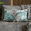 Octopus Teal Vintage Map Ink Art Spun Polyester Square Pillow Case Home Decor