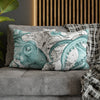 Octopus Teal Vintage Map Ink Art Spun Polyester Square Pillow Case Home Decor