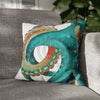Octopus Teal Watercolor Art Ii Spun Polyester Square Pillow Case 16 × Home Decor