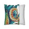 Octopus Teal Watercolor Art Ii Spun Polyester Square Pillow Case Home Decor