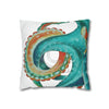 Octopus Teal Watercolor Art Ii Spun Polyester Square Pillow Case Home Decor