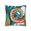 Octopus Teal Watercolor Art Ii Spun Polyester Square Pillow Case Home Decor