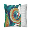 Octopus Teal Watercolor Art Ii Spun Polyester Square Pillow Case Home Decor