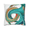 Octopus Teal Watercolor Art Ii Spun Polyester Square Pillow Case Home Decor