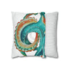 Octopus Teal Watercolor Art Ii Spun Polyester Square Pillow Case Home Decor