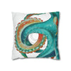 Octopus Teal Watercolor Art Ii Spun Polyester Square Pillow Case Home Decor