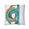 Octopus Teal Watercolor Art Ii Spun Polyester Square Pillow Case Home Decor