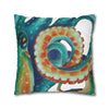 Octopus Teal Watercolor Art Ii Spun Polyester Square Pillow Case Home Decor