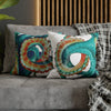 Octopus Teal Watercolor Art Ii Spun Polyester Square Pillow Case Home Decor