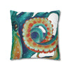 Octopus Teal Watercolor Art Ii Spun Polyester Square Pillow Case Home Decor