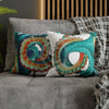 Octopus Teal Watercolor Art Ii Spun Polyester Square Pillow Case Home Decor